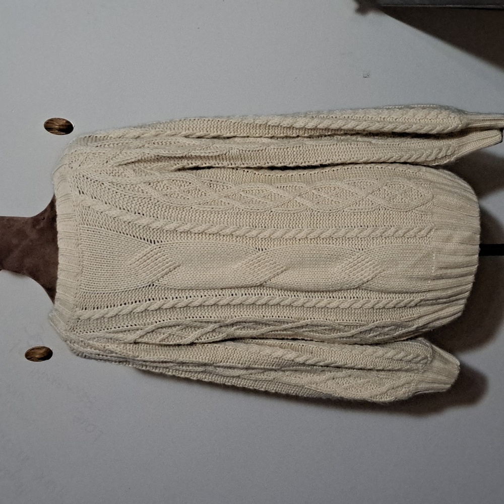 B65 JODIFL Cable Knit Sweater Deary Sz Sm Wide Ribbed Hems Crew Neck Oversized - Picture 5 of 9